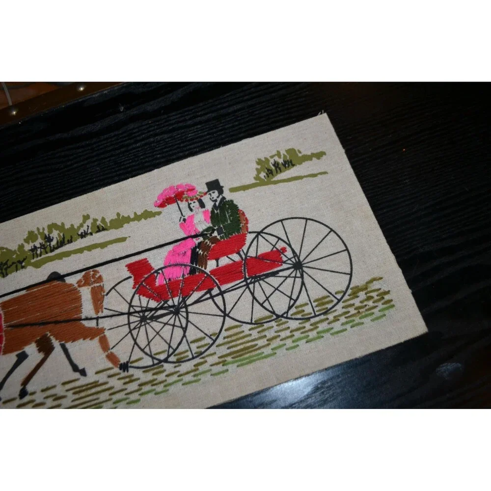 Vintage Yarn Art Hot Pink with Parasol on a Carriage